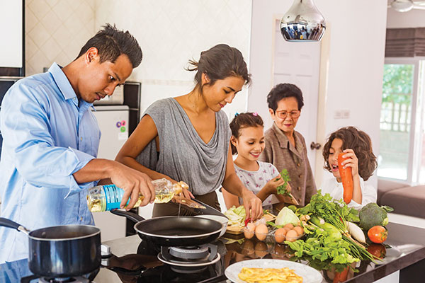 family cooking together